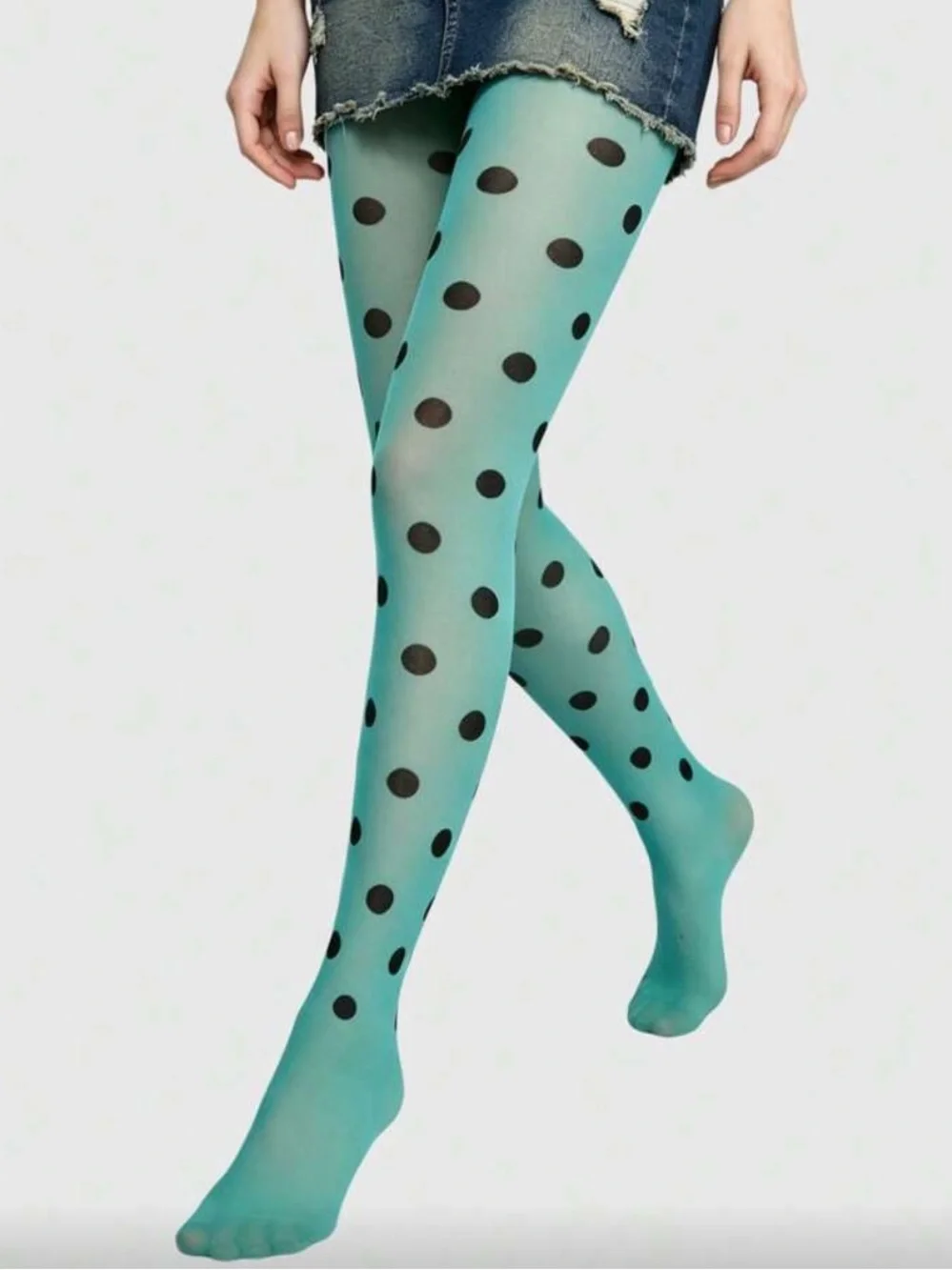 Haze Blue Polka Dot Sheer Tights - Women Intimates